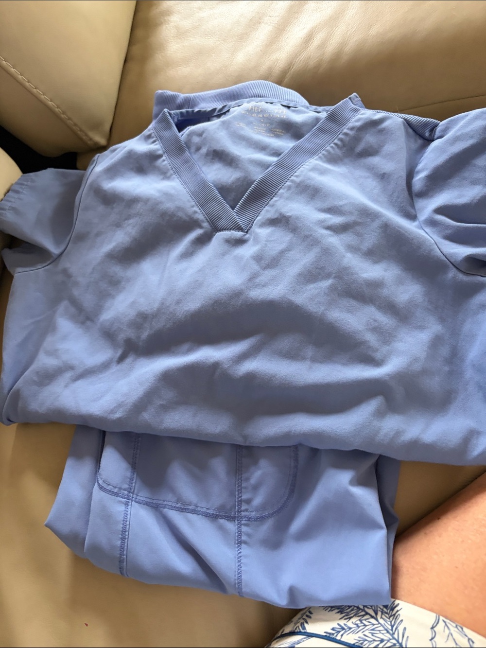 Cherokee Light Blue Workwear Scrub Top